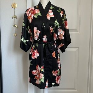 Satin floral robe